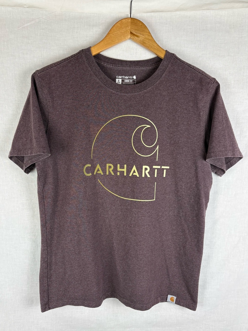 Carhartt Women's Loose Fit Heavyweight Maroon Logo T-Shirt Size S